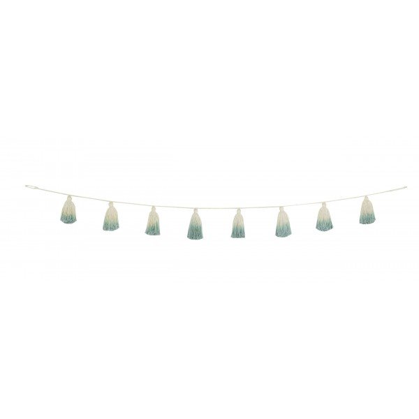 Levně Bavlnená girlanda Pom Pom Tie-Dye Vintage Blue 170 cm