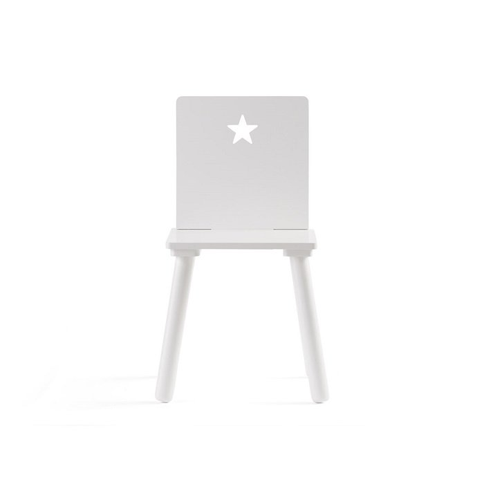Dětská designová dřevěná židle bílá s hvězdou