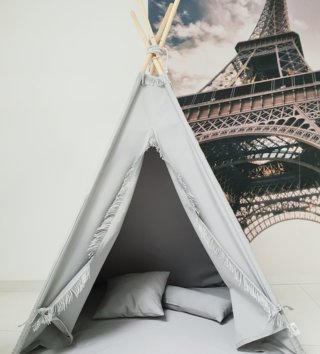 Dětské stany, teepee /  detsky-teepee-stan-s-podlozkou-sivy-lovel-03.jpg 