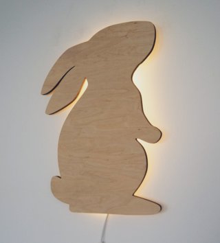 Lampy, osvětlení /  Dřevěná lampa - zajíc 