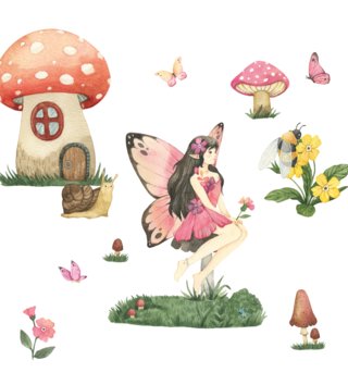 Forest - Lesní motiv /  nalepka-na-stenu-do-detskej-izby-fairy-tail-dk456-motylia-vila-hribik-a-doplnky-lovel-02.jpg 