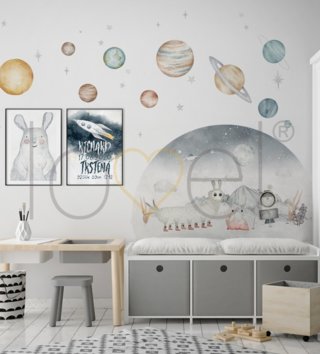 Vesmír /  Samolepka na zeď Space - planety a hvězdičky DK413 