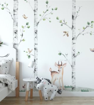 Forest - Lesní motiv /  nalepky-na-stenu-forest-brezy-jelencek-vtaciky-trava-k02-lovel-02.jpg 