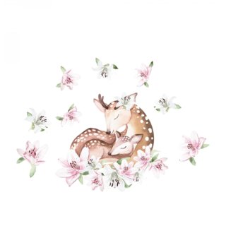 Forest - Lesní motiv /  nalepky-na-stenu-forest-spiace-jelenceky-s-laliami-dk380-lovel-01.jpg 
