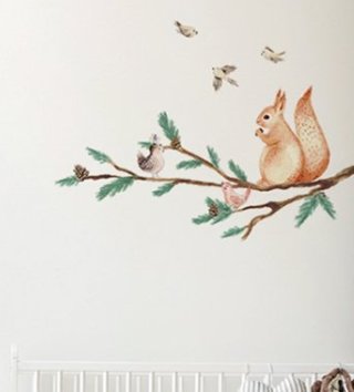 Forest - Lesní motiv /  nalepky-na-stenu-forest-vevericka-lovel.jpg 