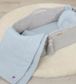 Mojžíšovy koše /  Peřinka s polštářkem 77x77 Teddy - Modrý 